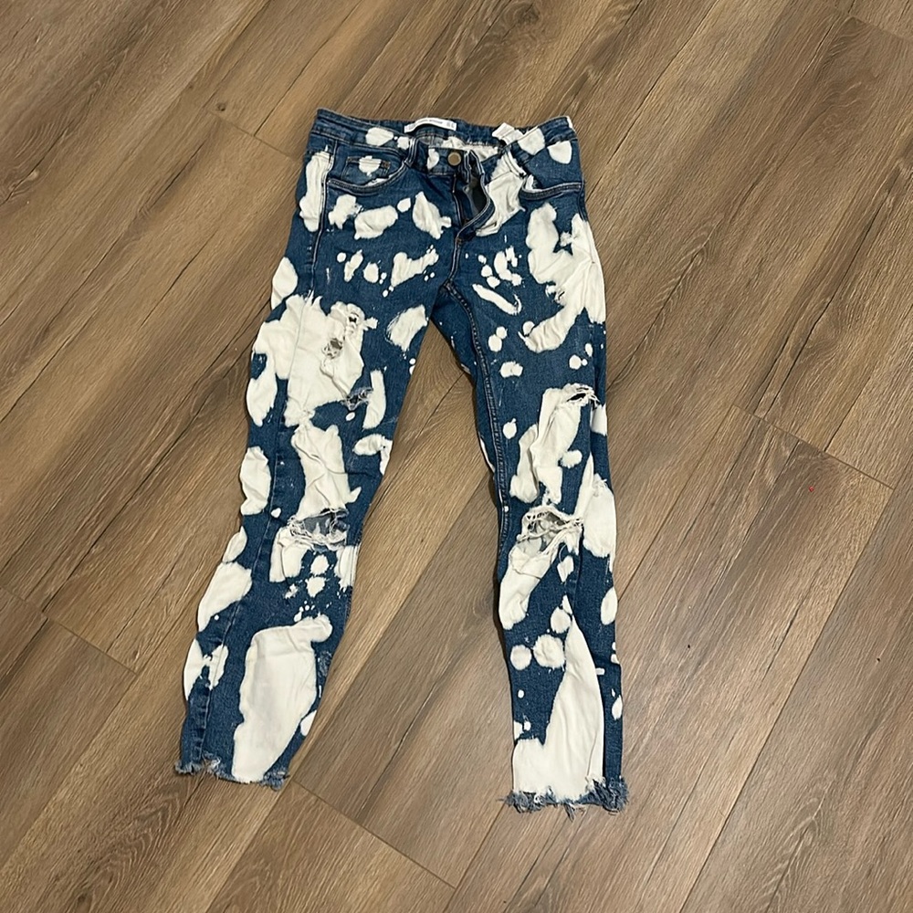 Zara denim bleached pants